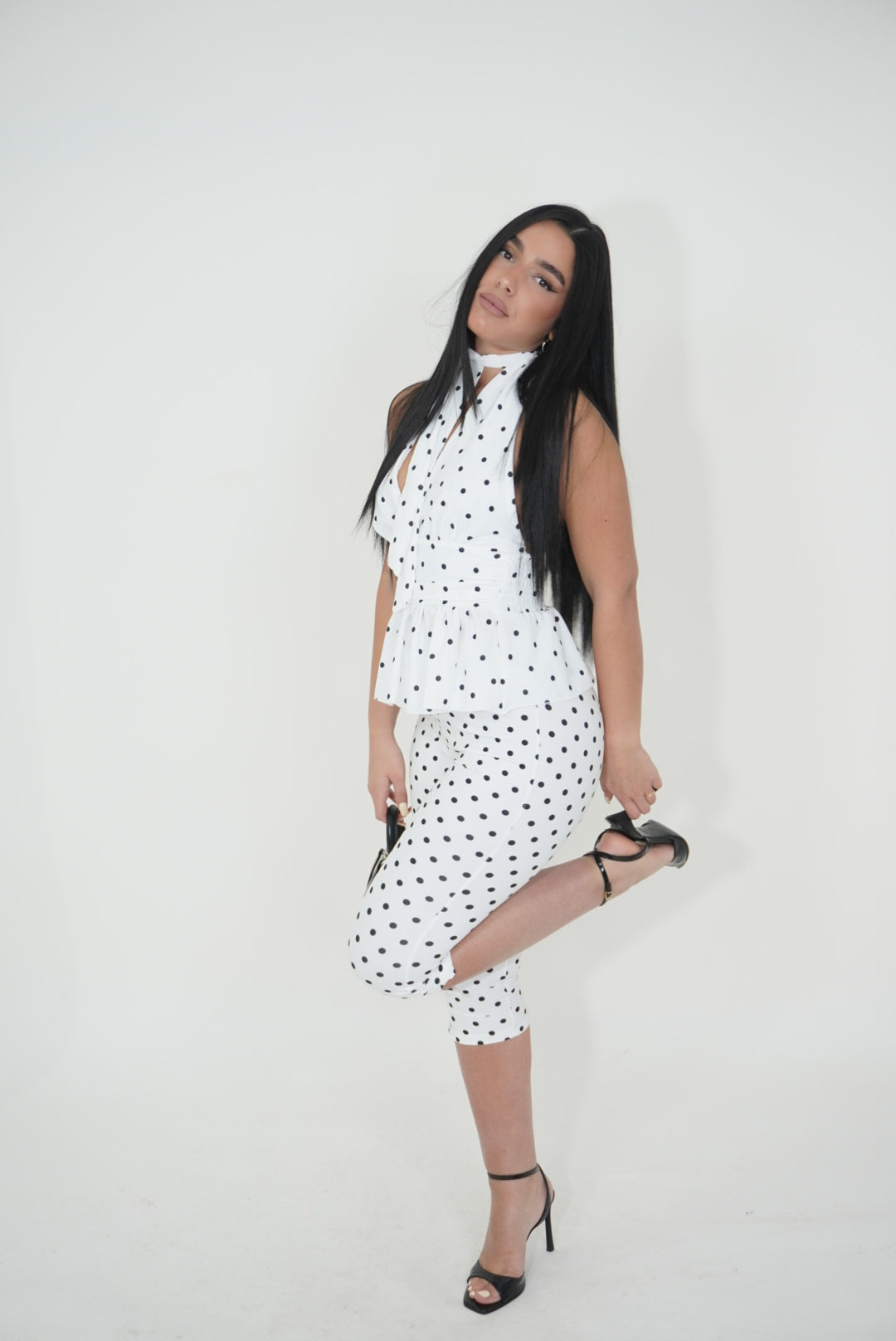 PANTALONE CAPRI A POIS
