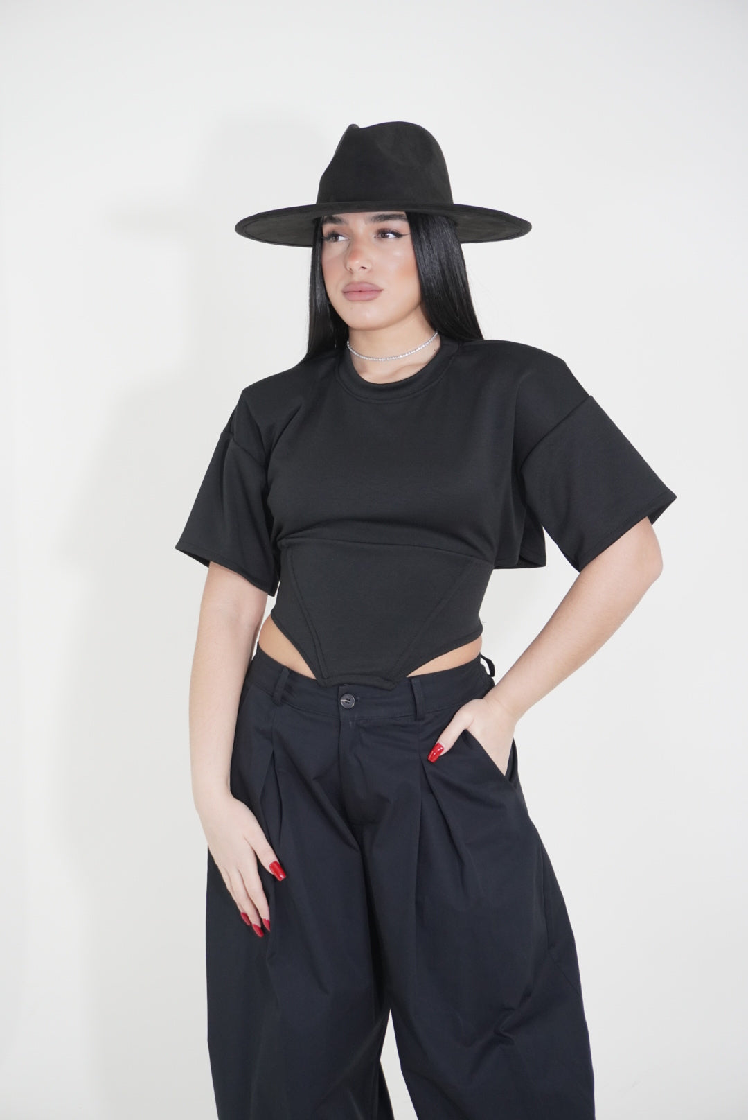 T-SHIRT CROP NERA