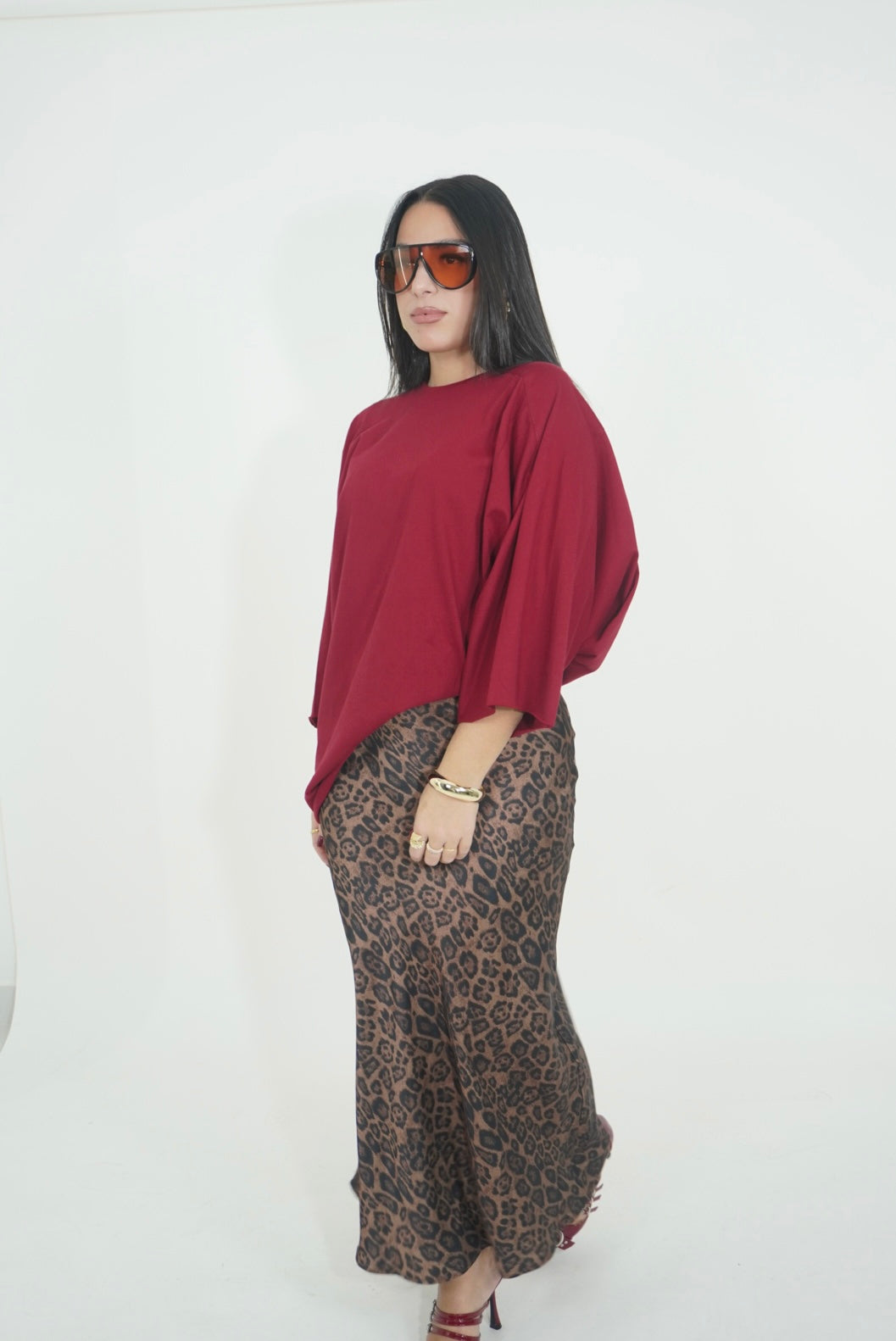 long spotted skirt