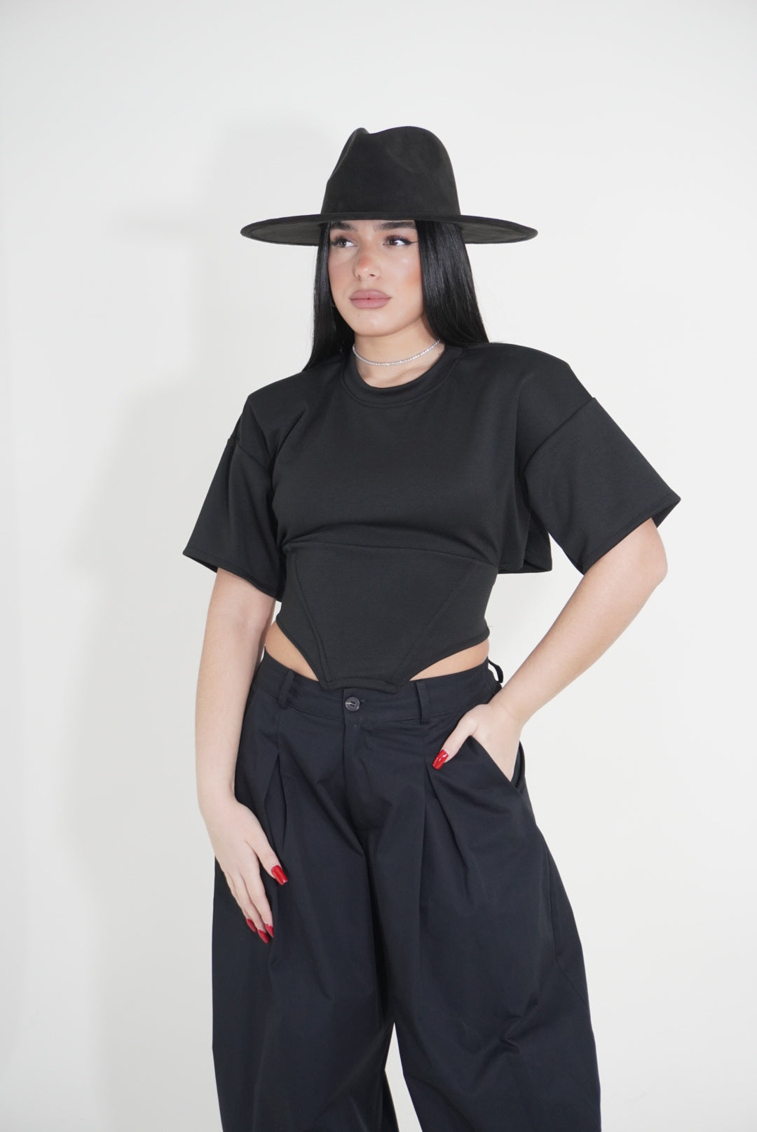 T-SHIRT CROP NERA