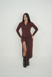 DRESS IN MAGLIA BORDEAUX